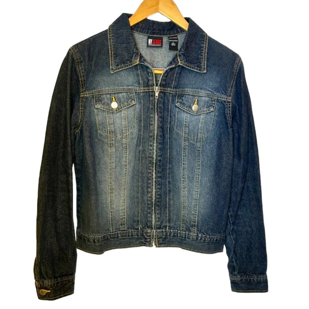 New York & Co. NY Jeans Zippered Denim Jacket size L
